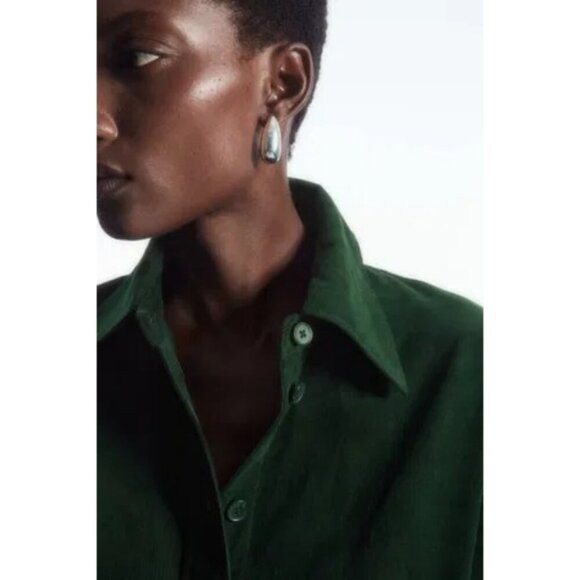 💕COS💕 Corduroy Midi Shirt Dress ~ Green US 6 - Picture 6 of 15